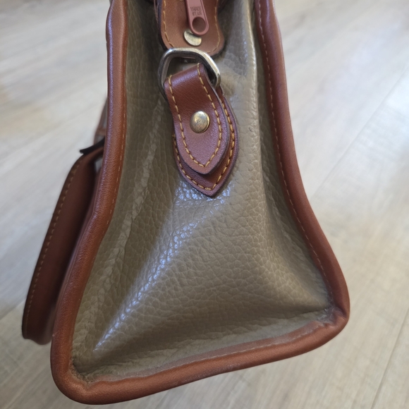 Dooney & Bourke Pebbled Leather Satchel in Taupe with Brown Trim - Picture 5 of 7